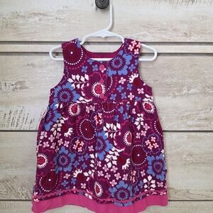 Hanna Andersson corduroy sleeveless dress with a floral and medallion print